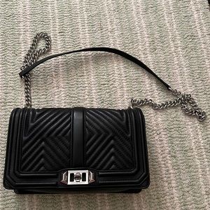 Rebecca Minkoff Chevron Quilted Love Crossbody in Black